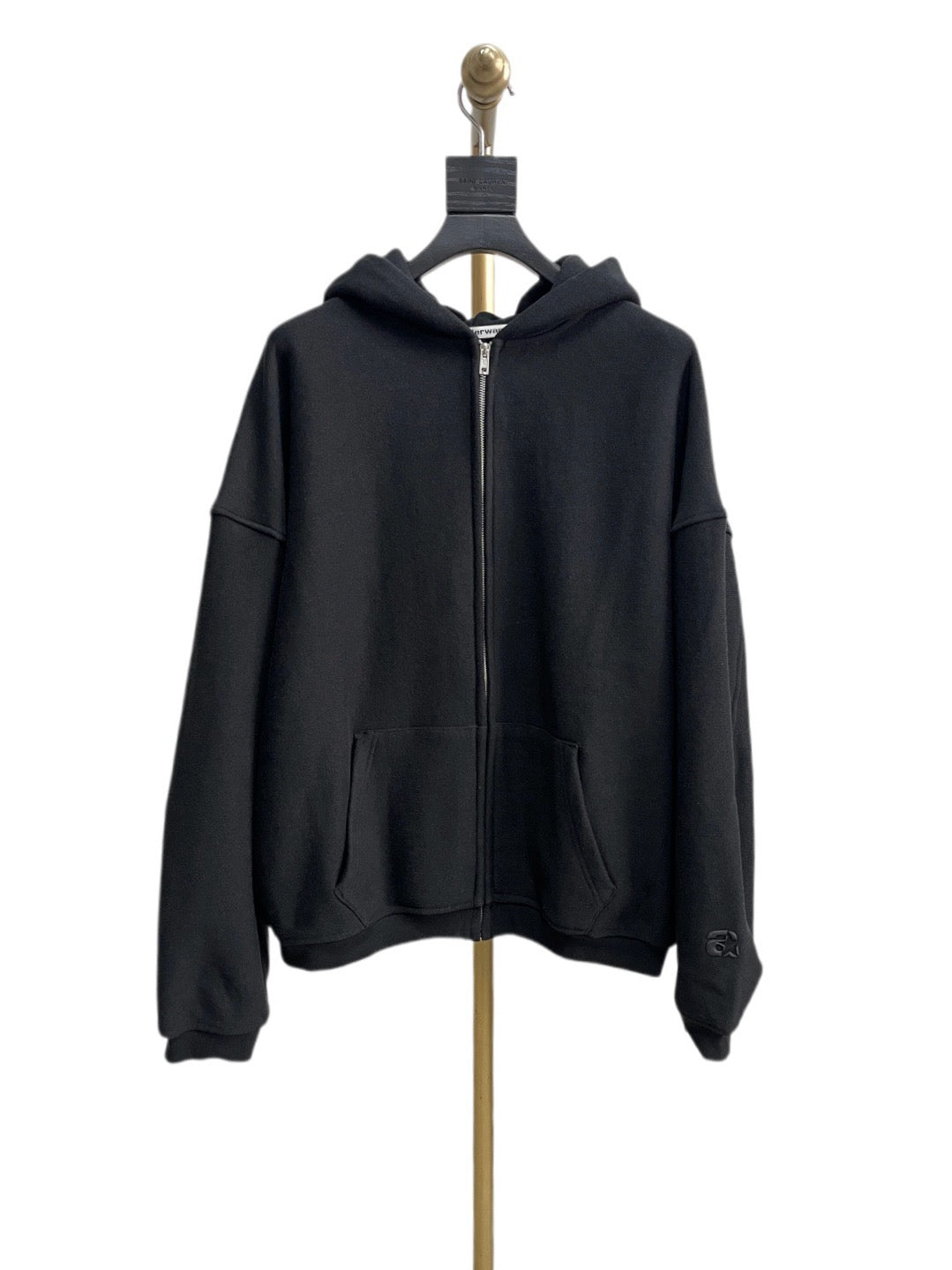 Black Cotton Plain Zip-Through - Men's