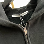 Black Cotton Plain Zip-Through - Men's