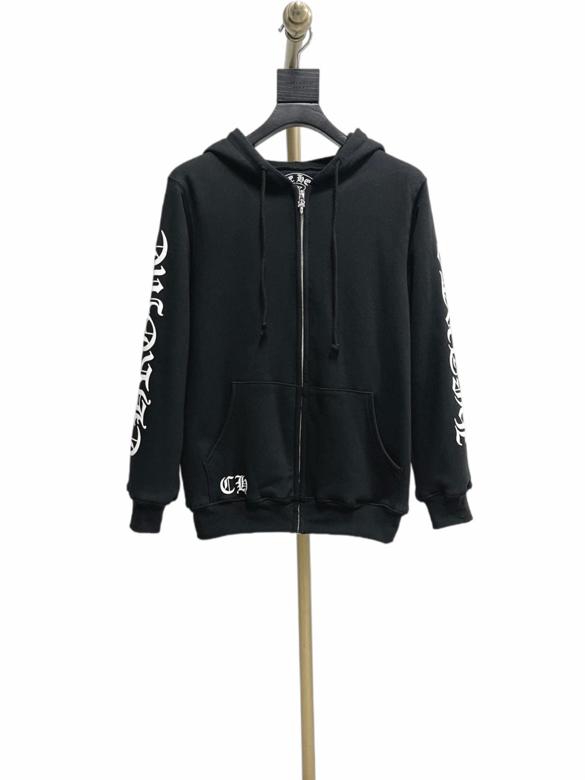 Black Cotton Sleeve Graphic Zip-Through - Men's
