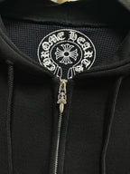 Black Cotton Sleeve Graphic Zip-Through - Men's