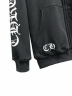 Black Cotton Sleeve Graphic Zip-Through - Men's