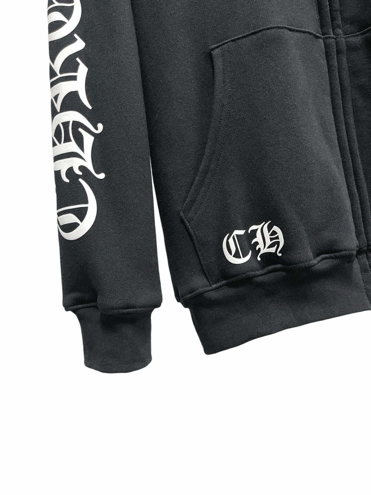 Black Cotton Sleeve Graphic Zip-Through - Men's
