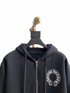 Black Cotton Sleeve Print Zip-Through - Men's