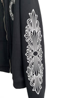 Black Cotton Sleeve Print Zip-Through - Men's
