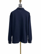 Navy Cotton Plain Long-Sleeve - Men's