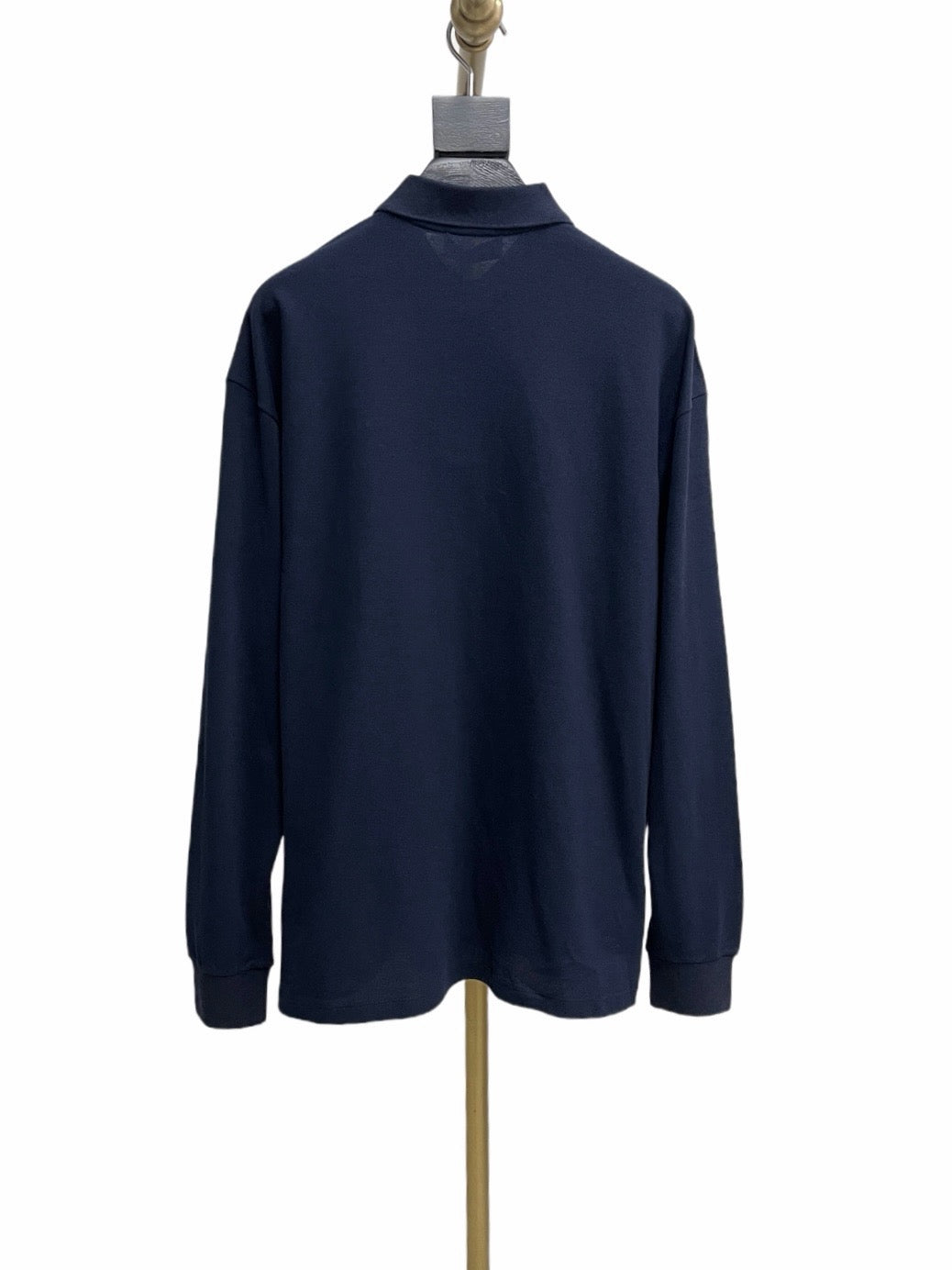 Navy Cotton Plain Long-Sleeve - Men's