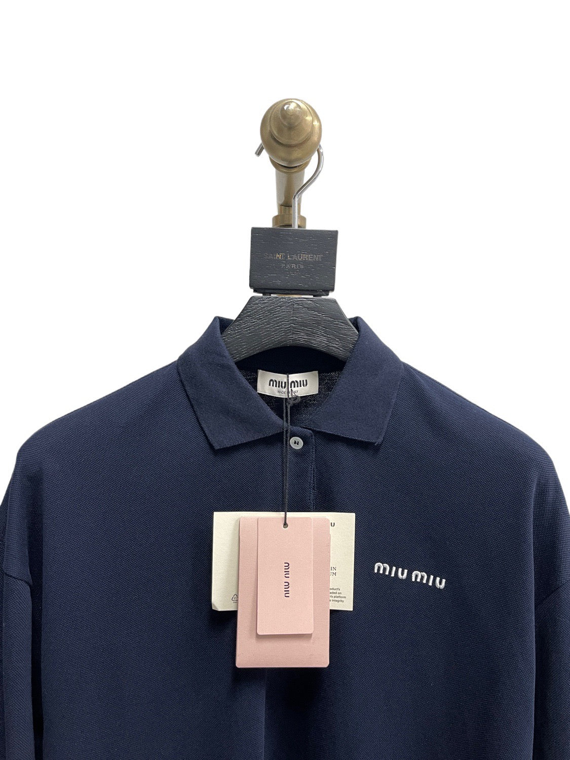 Navy Cotton Plain Long-Sleeve - Men's