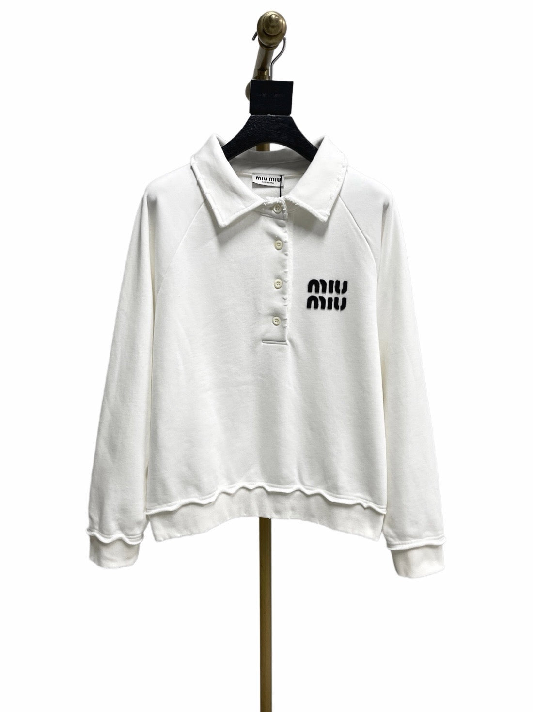 White Cotton Text Logo Long-Sleeve - Men's