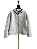 Grey Cotton Plain Zip-Through - Men's