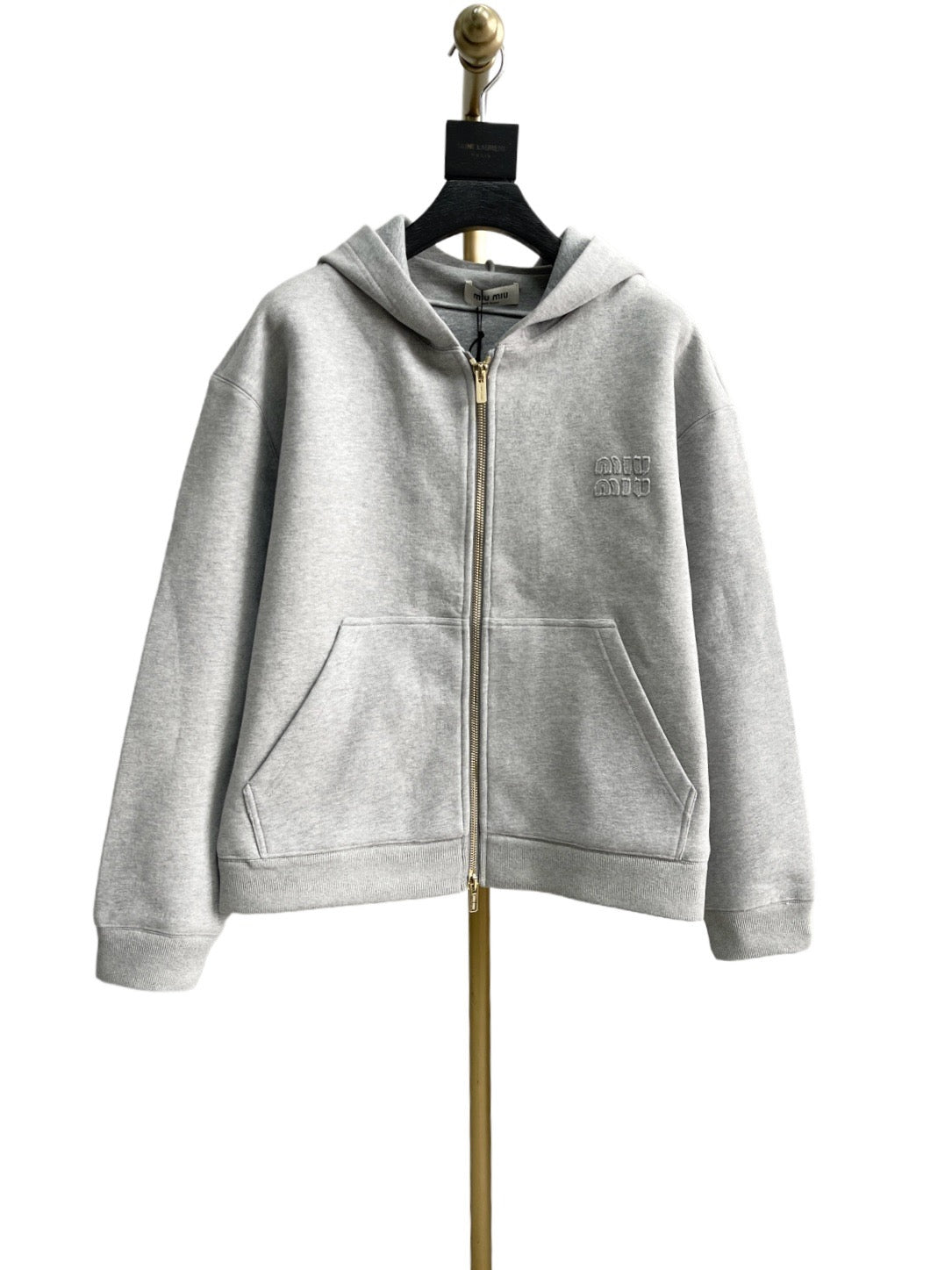 Grey Cotton Plain Zip-Through - Men's