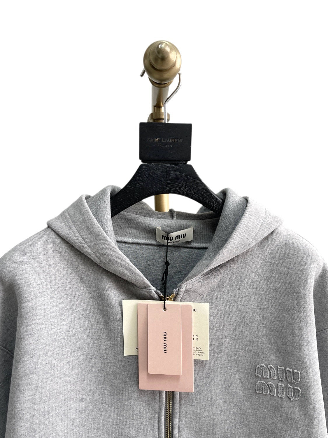 Grey Cotton Plain Zip-Through - Men's