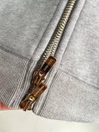Grey Cotton Plain Zip-Through - Men's