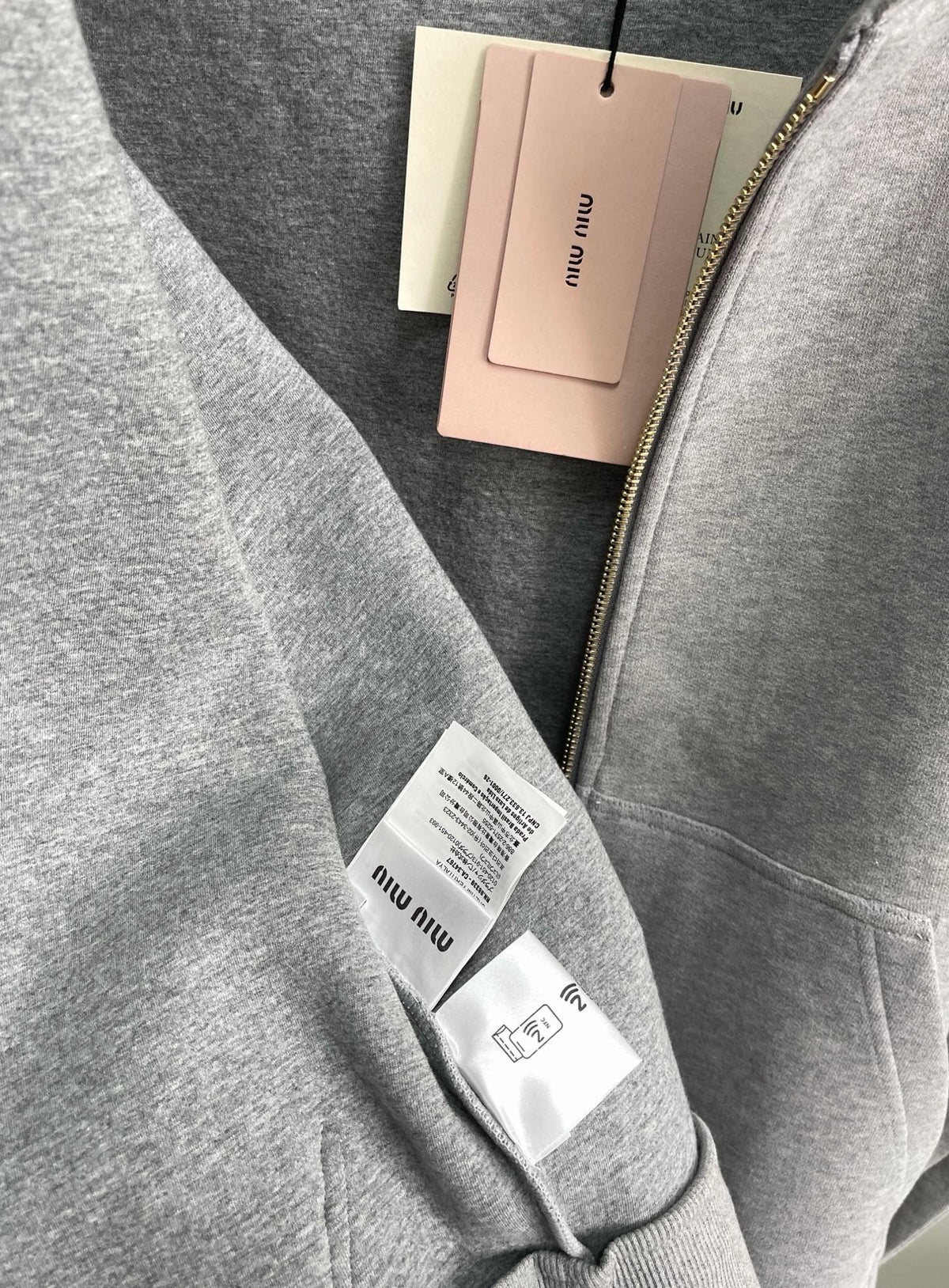 Grey Cotton Plain Zip-Through - Men's