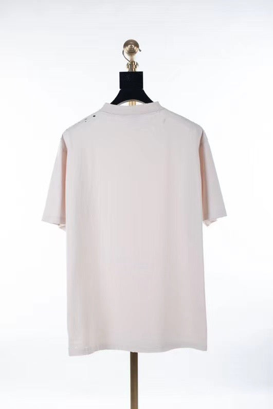 Cream Cotton Text Print Short-Sleeve - Men's