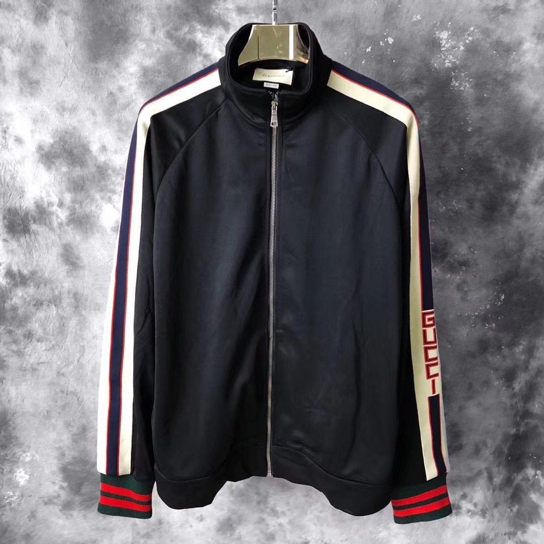 Black Jersey Web Stripe Track - Men's