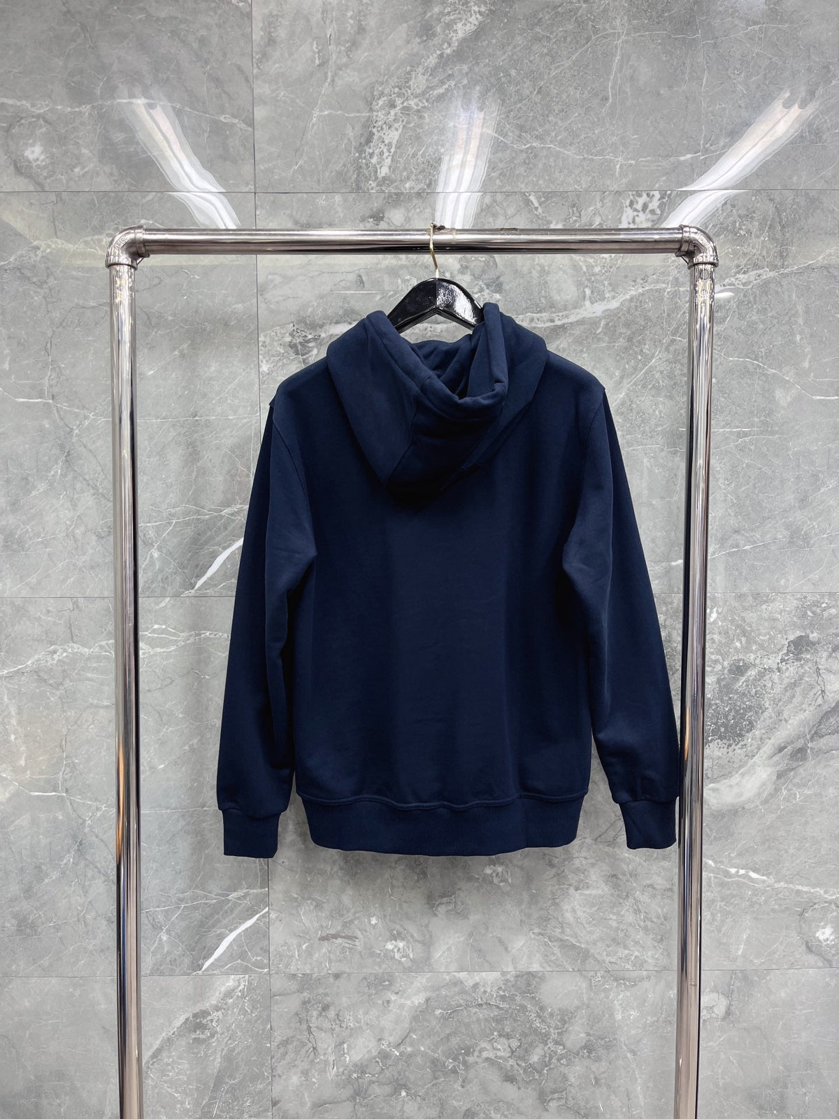 Navy Cotton Striped Placket Zip-Through - Men's