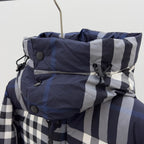 Navy Check Puffer Jacket - Men's