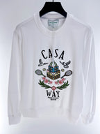 Grey Cotton Crest Graphic Crewneck - Men's