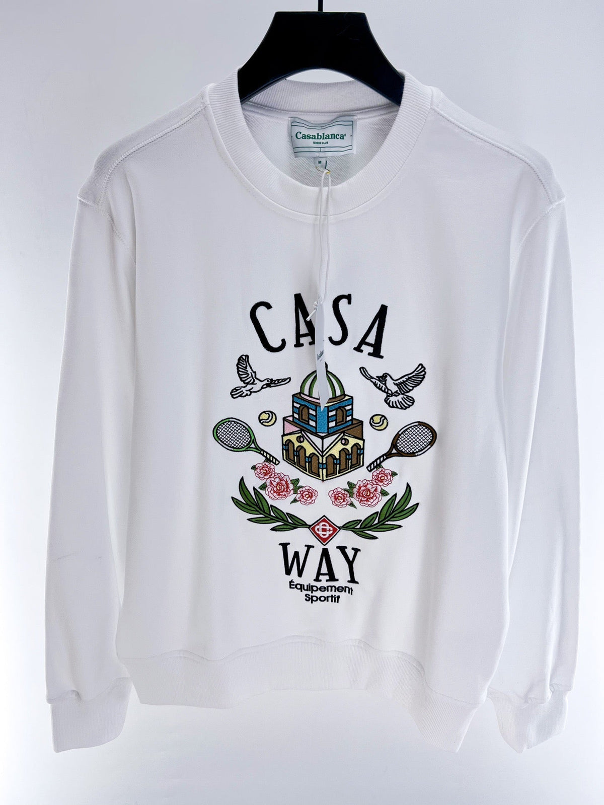 Grey Cotton Crest Graphic Crewneck - Men's