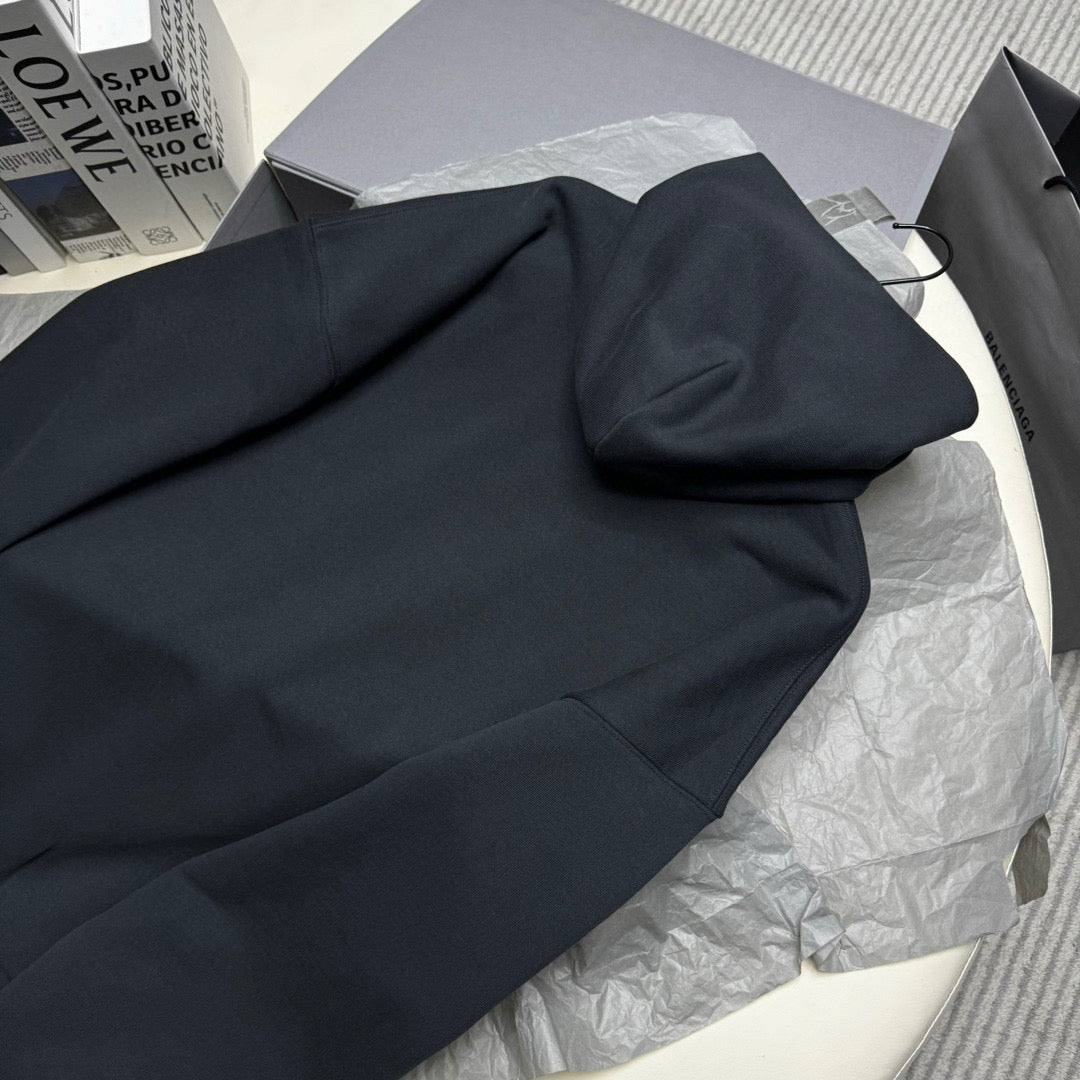 Black Cotton Logo Print Pullover - Men's