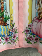 Pink Scenic Print Silk Shirt - Men's