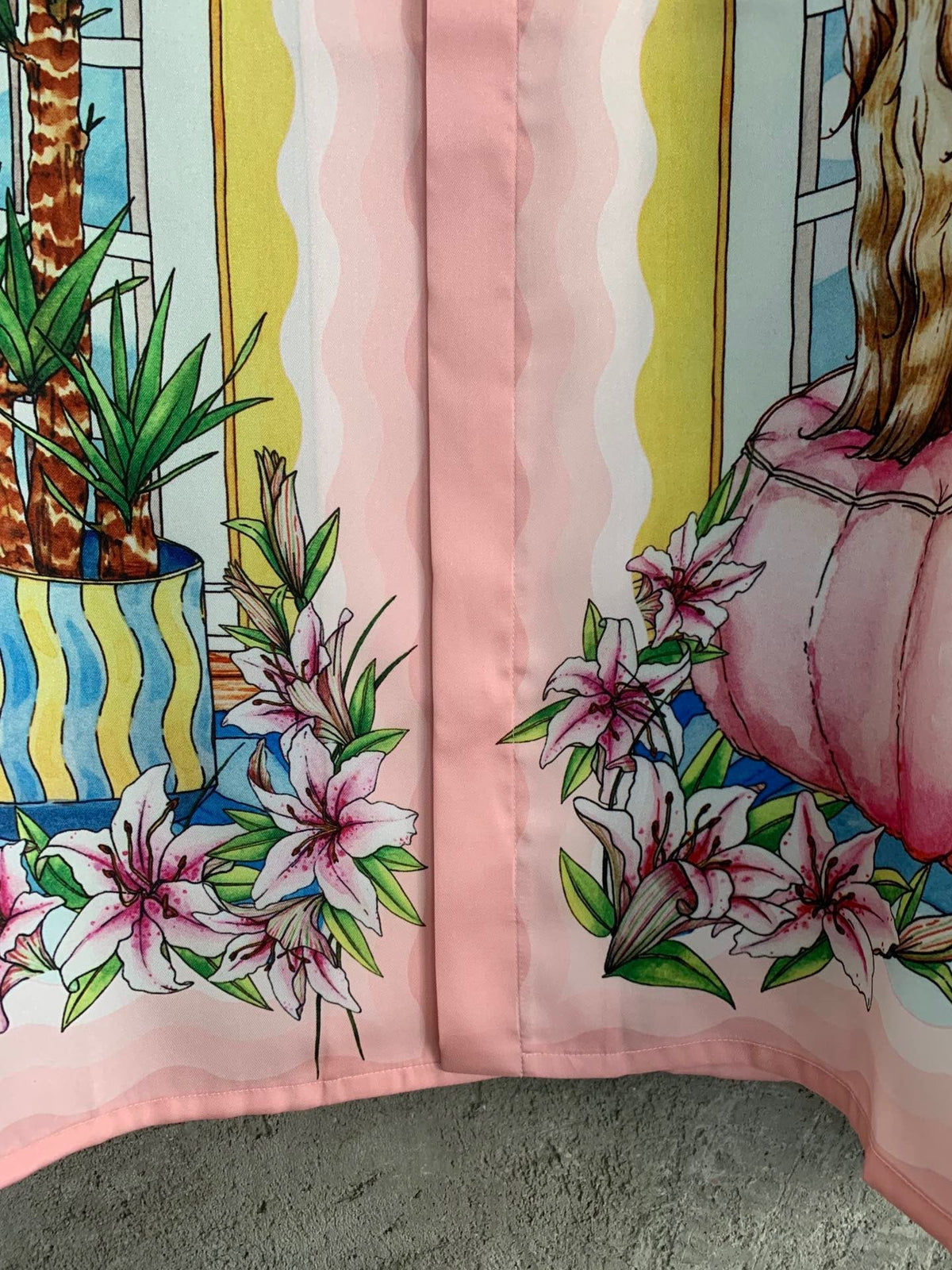 Pink Scenic Print Silk Shirt - Men's