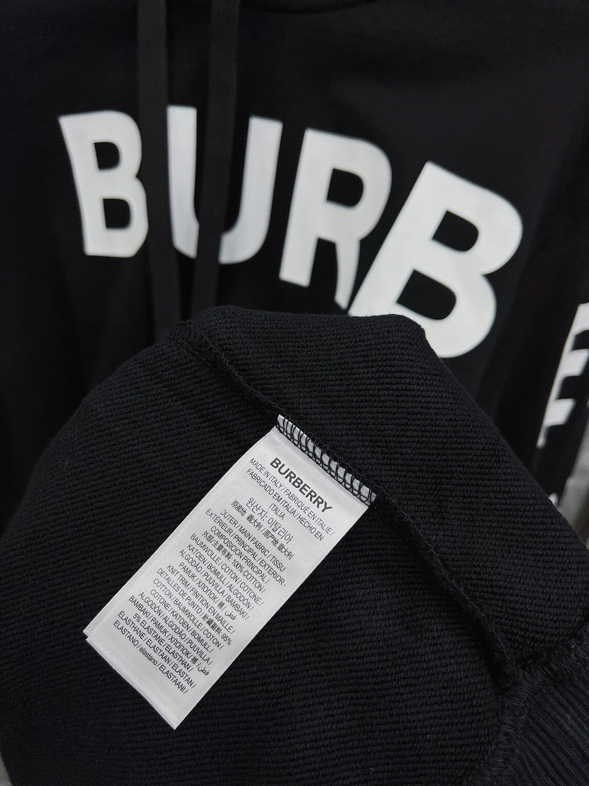 Black Cotton Text Print Pullover - Men's