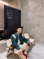 Green Wool Contrast Sleeve Varsity - Men's