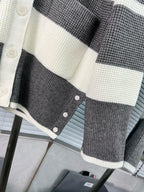 Cream Wool Striped Cardigan - Men's