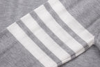 Grey Wool Four-Bar Crewneck - Men's