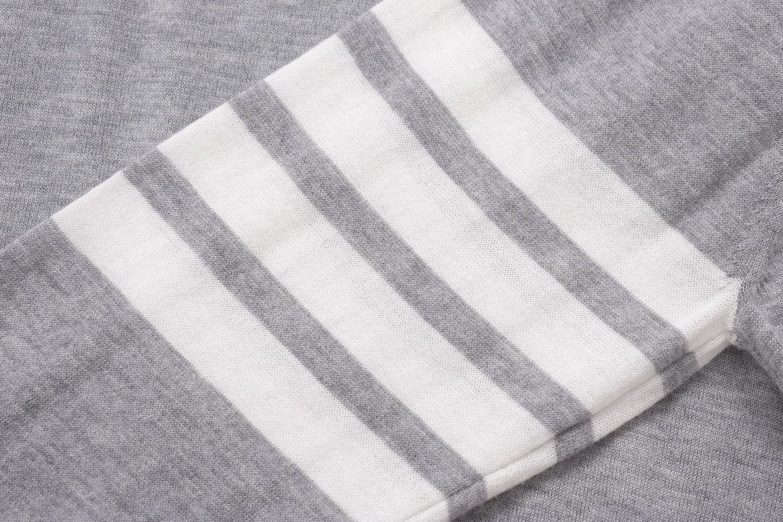 Grey Wool Four-Bar Crewneck - Men's
