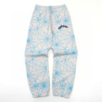 White Cotton Web Print Joggers - Men's