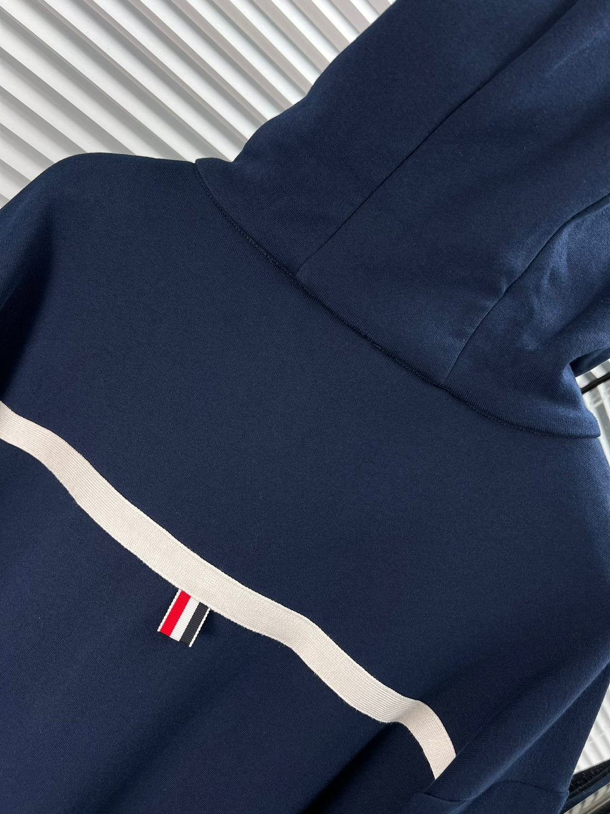 Black Cotton Bar Stripe Zip-Through - Men's