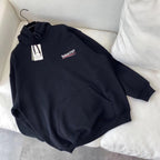 Black Cotton Chest Logo Pullover - Men's