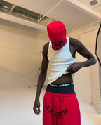 Red Cotton Graphic Pullover - Men's