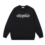 Black Cotton Gothic Text Crewneck - Men's