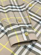 Beige Cotton Check Long-Sleeve - Men's