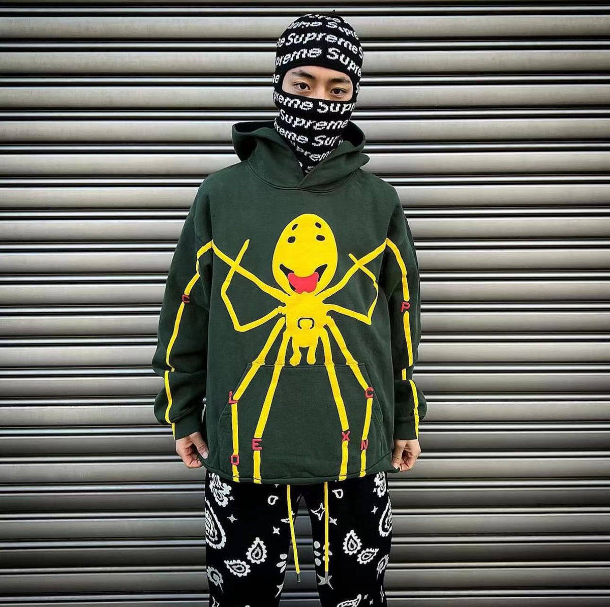 Green Cotton Graphic Pullover - Men's