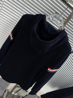 Navy Wool Armband Stripe Zip-Through - Men's