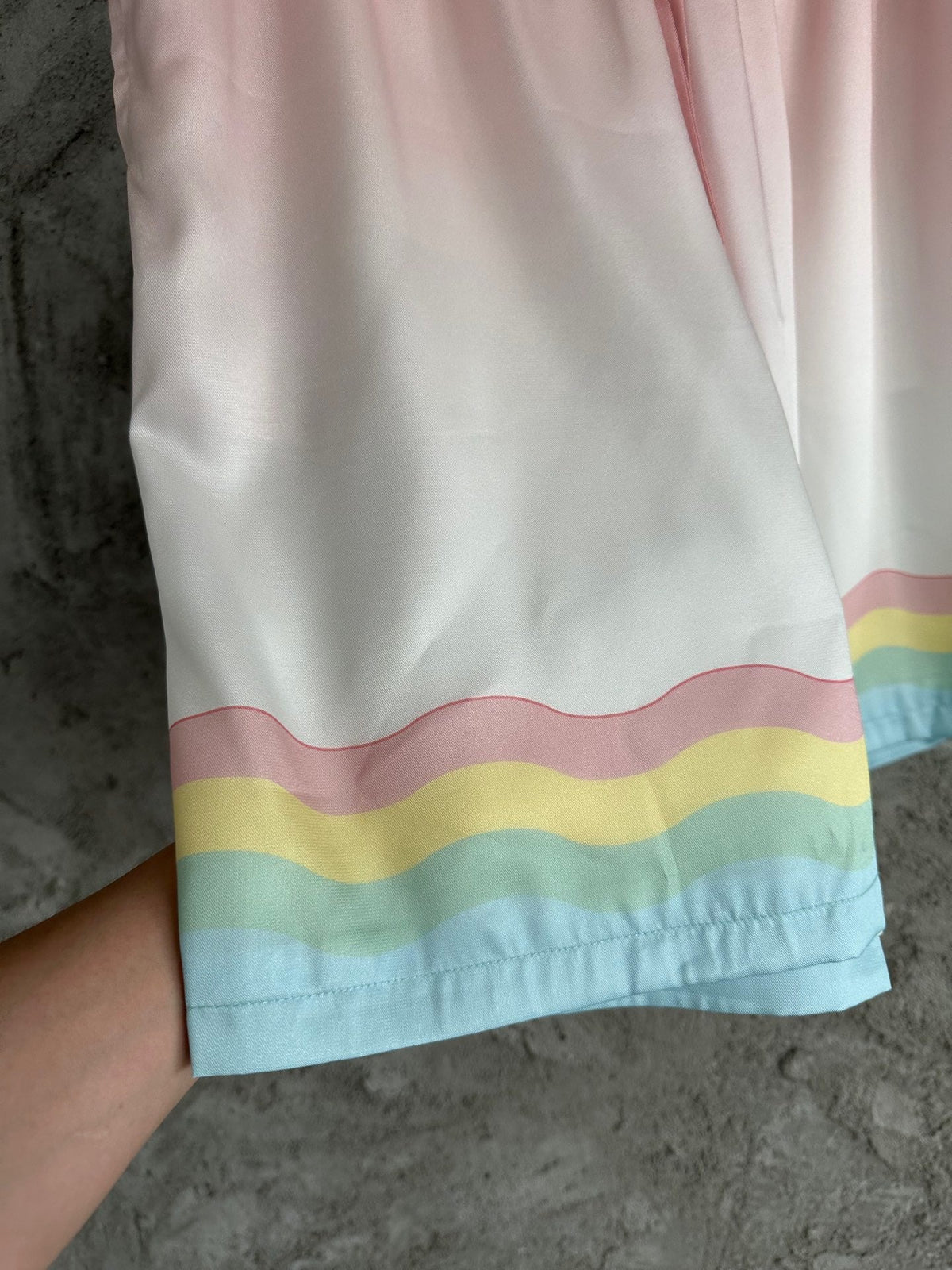 Pastel Wave Hem Silk Shorts - Men's