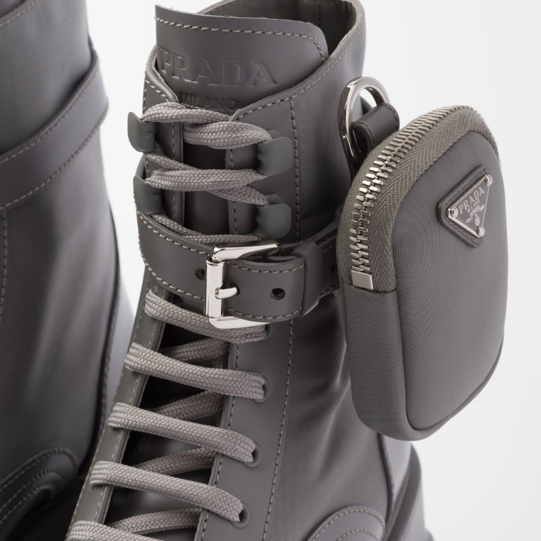 Monolith leather and Re-Nylon boots with pouch – monolith boots embody the hybrid soul – LUX VERSE Luxury Designer Fashion Outlet