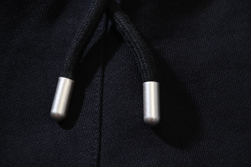 Black Cotton Graphic Drawstring - Men's