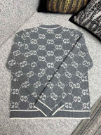 Black Jacquard Monogram Cardigan - Men's