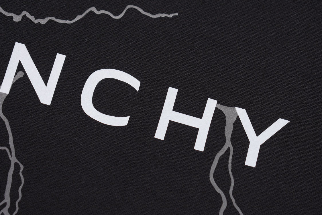 Black Cotton Lightning Print Long-Sleeve - Men's