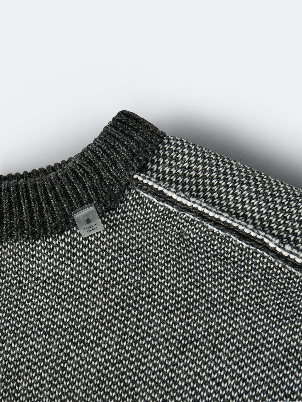 Grey Wool Text Logo Crewneck - Men's