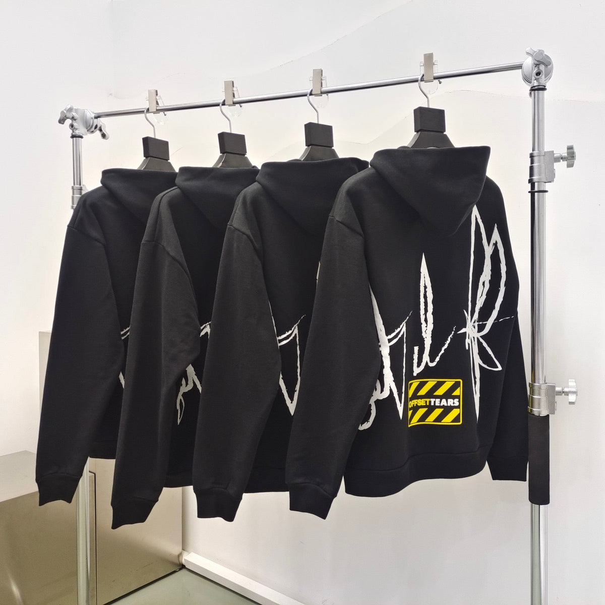 Black Cotton Print Pullover - Men's