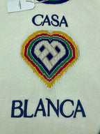 Cream Wool Heart Intarsia Crewneck - Men's
