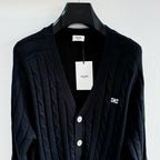Black Wool Cable Cardigan - Men's