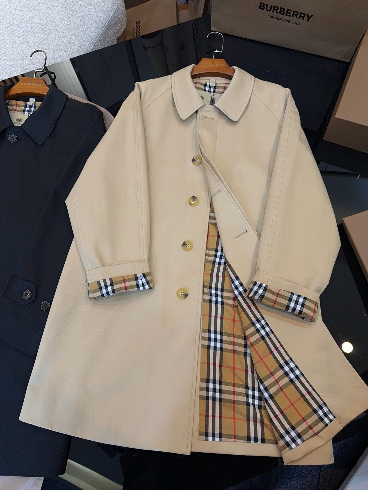 Navy Car Coat - Men's