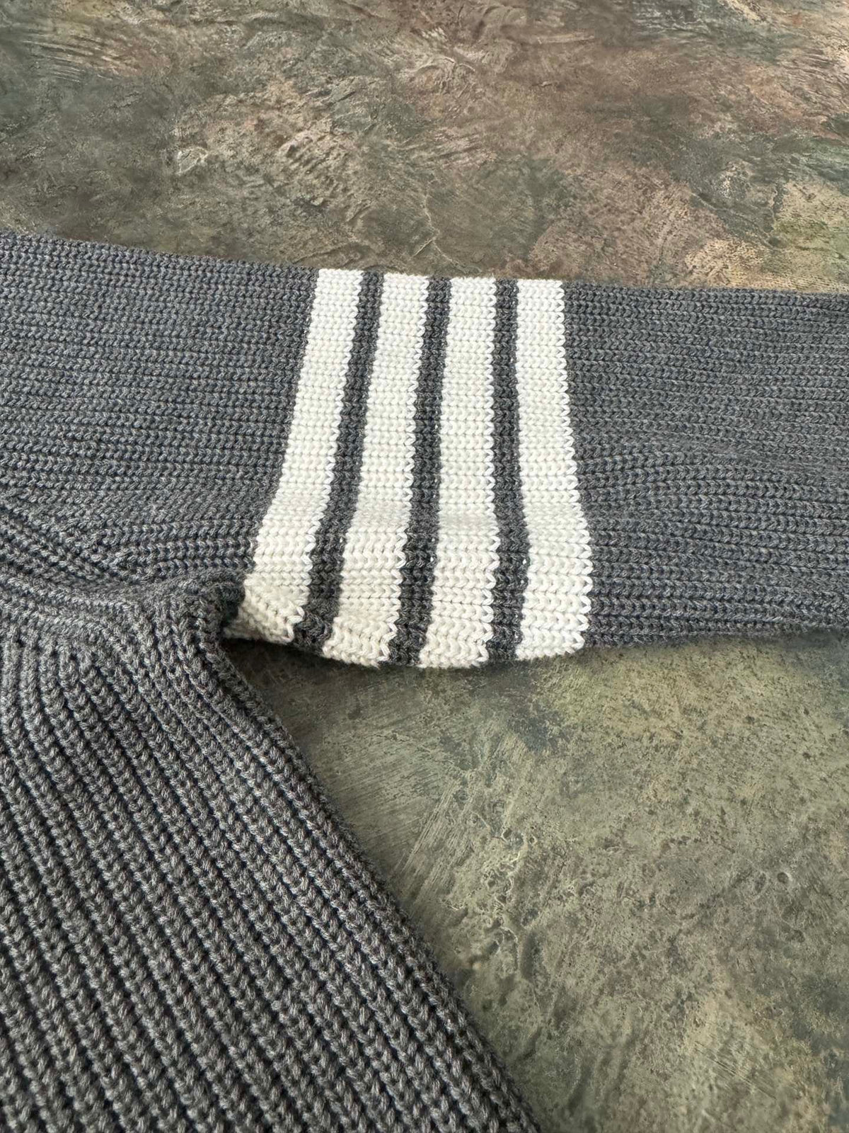 4-Bar Knit Zip Grey Sweater - Men's